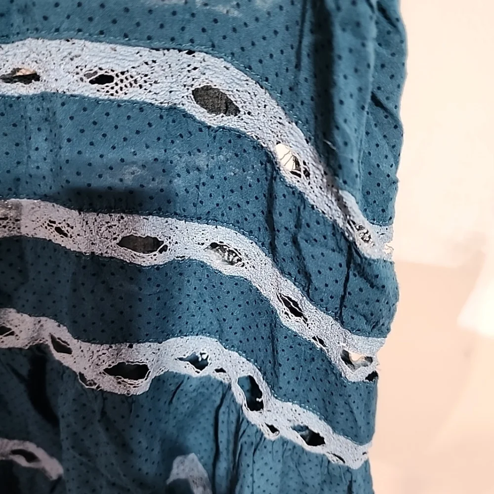 Intimately Free People Blue And lace Slip Dress Babydoll Shirt Sz Xsmall - Picture 4 of 6